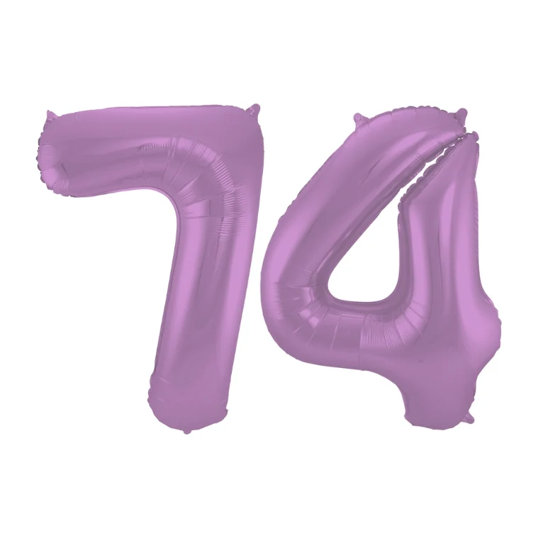 Folieballon 74 jaar metallic paars 86cm
