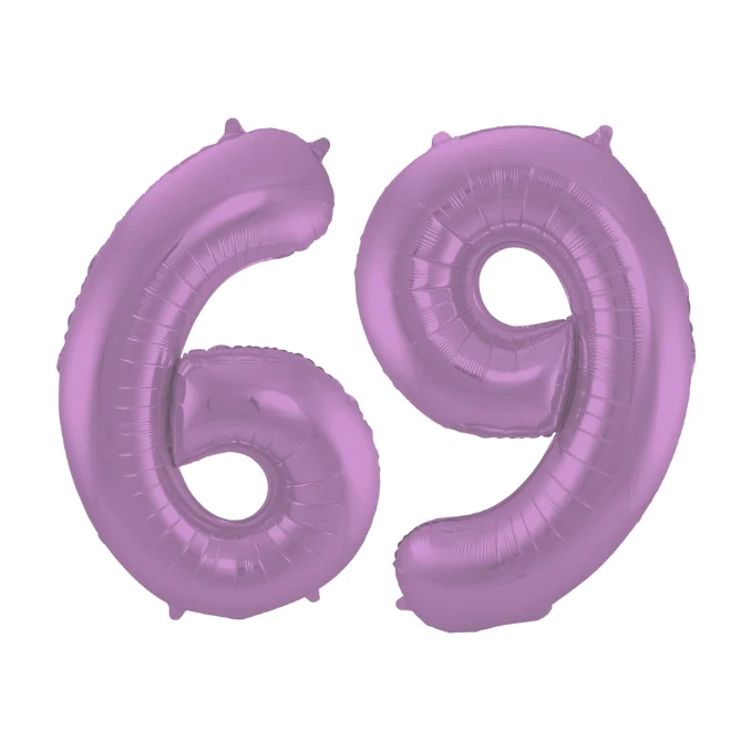 Folieballon 69 jaar metallic paars 86cm