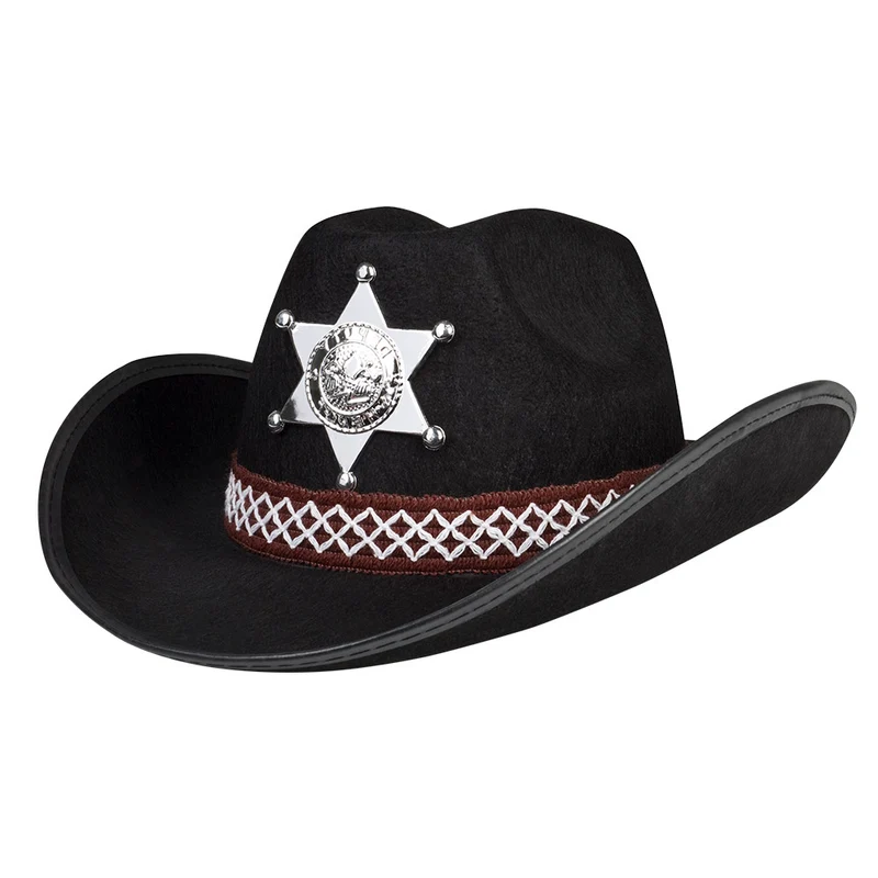 Cowboyhoed kind Sheriff ster zwart