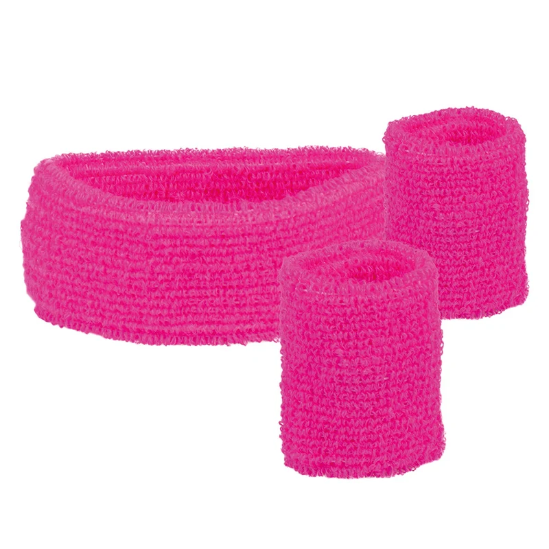 3 Zweetbandjes neon roze