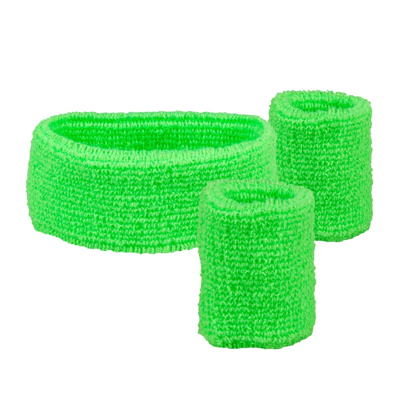 3 Zweetbandjes neon groen