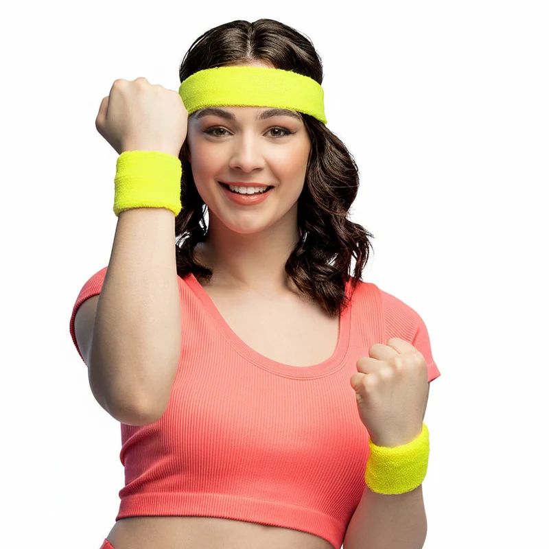 3 Zweetbandjes neon geel