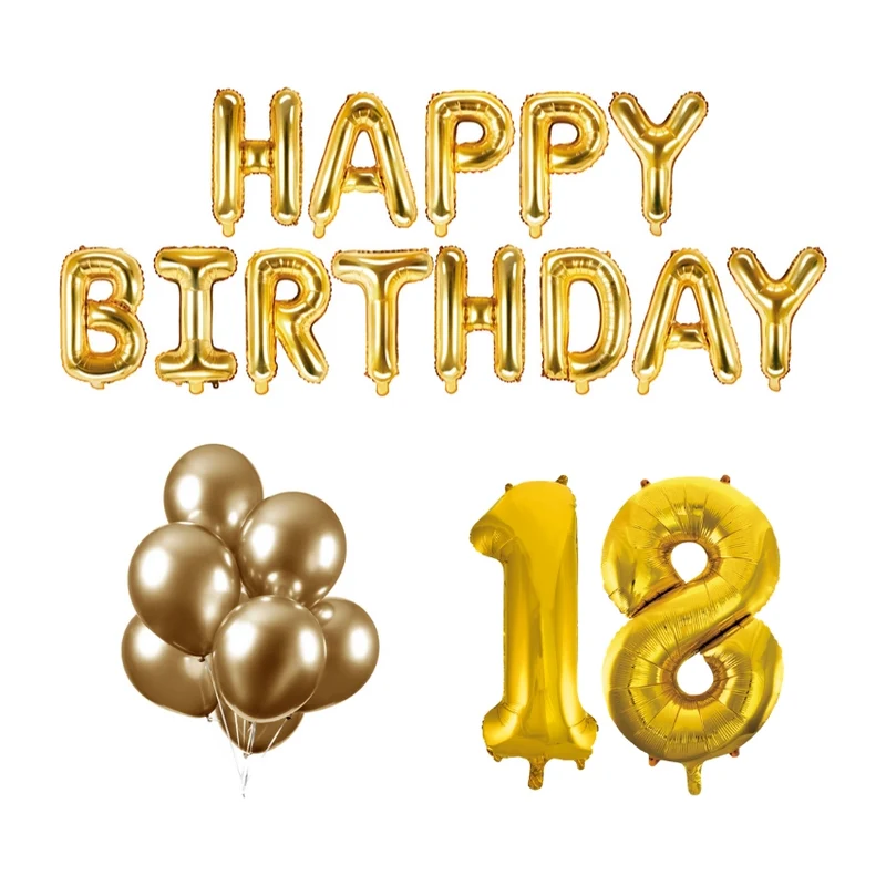 18 jaar Verjaardag Versiering Ballon Pakket Goud