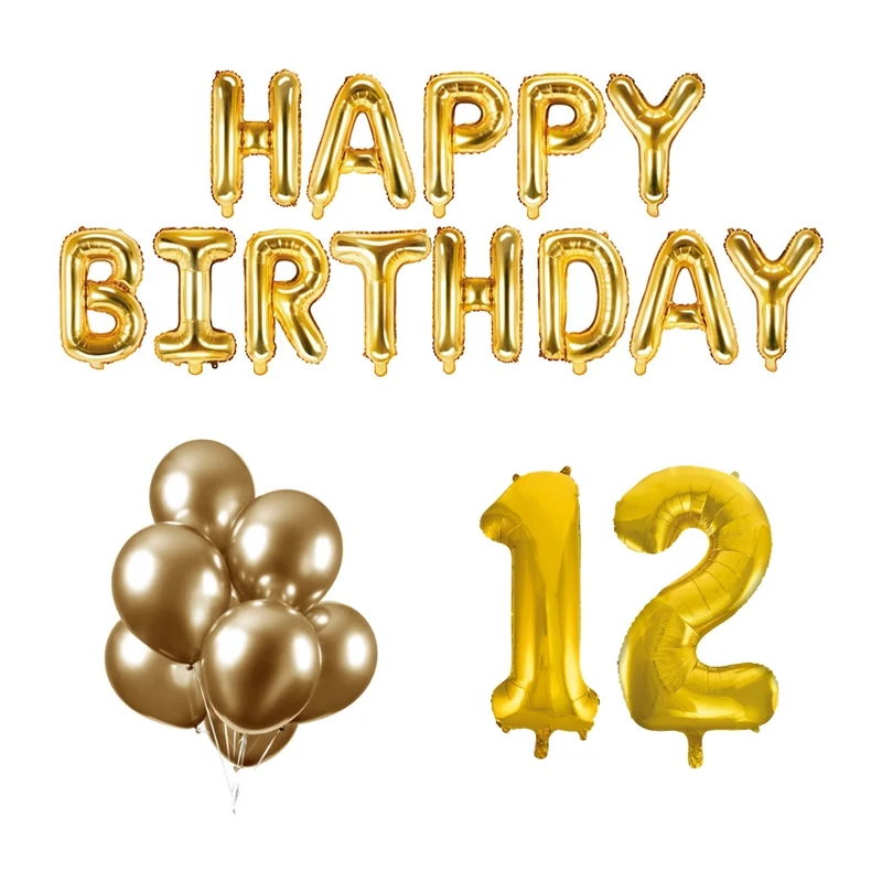 12 jaar Verjaardag Versiering Ballon Pakket Goud