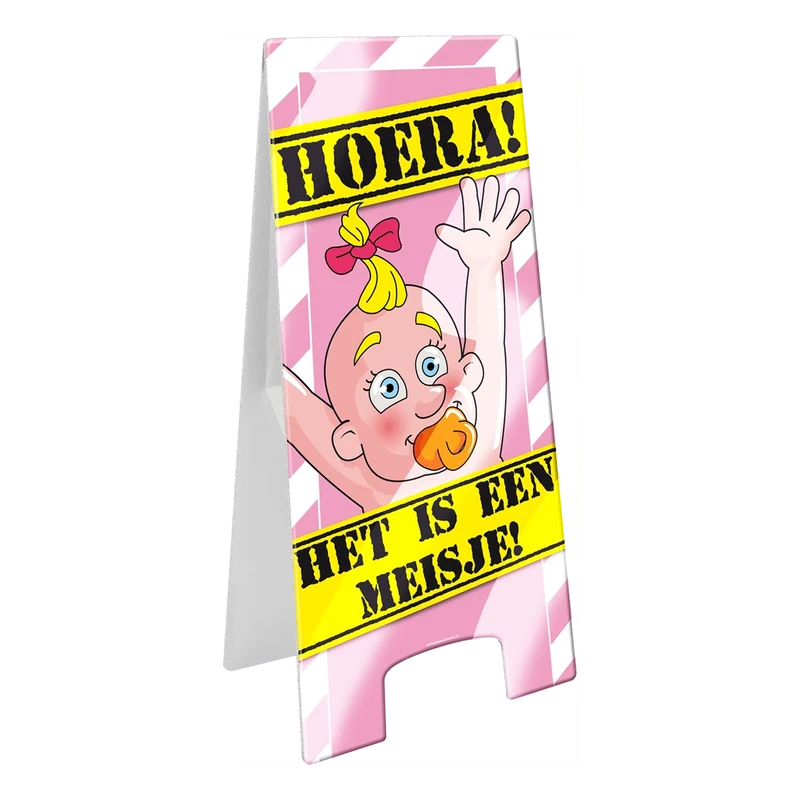 Warning Sign - Geboorte meisje roze