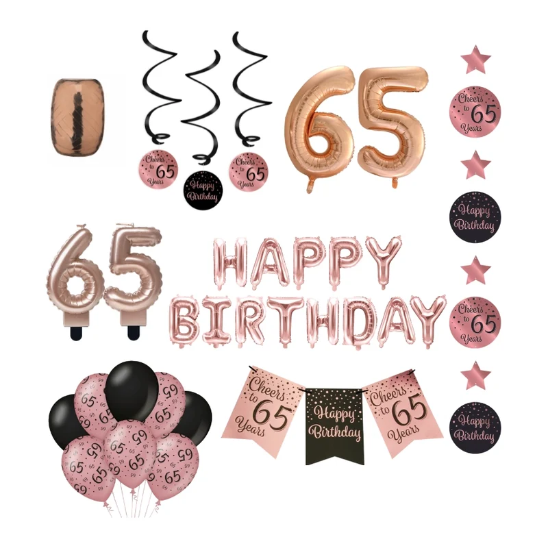 65 jaar Verjaardag Versiering Pakket Rose Gold