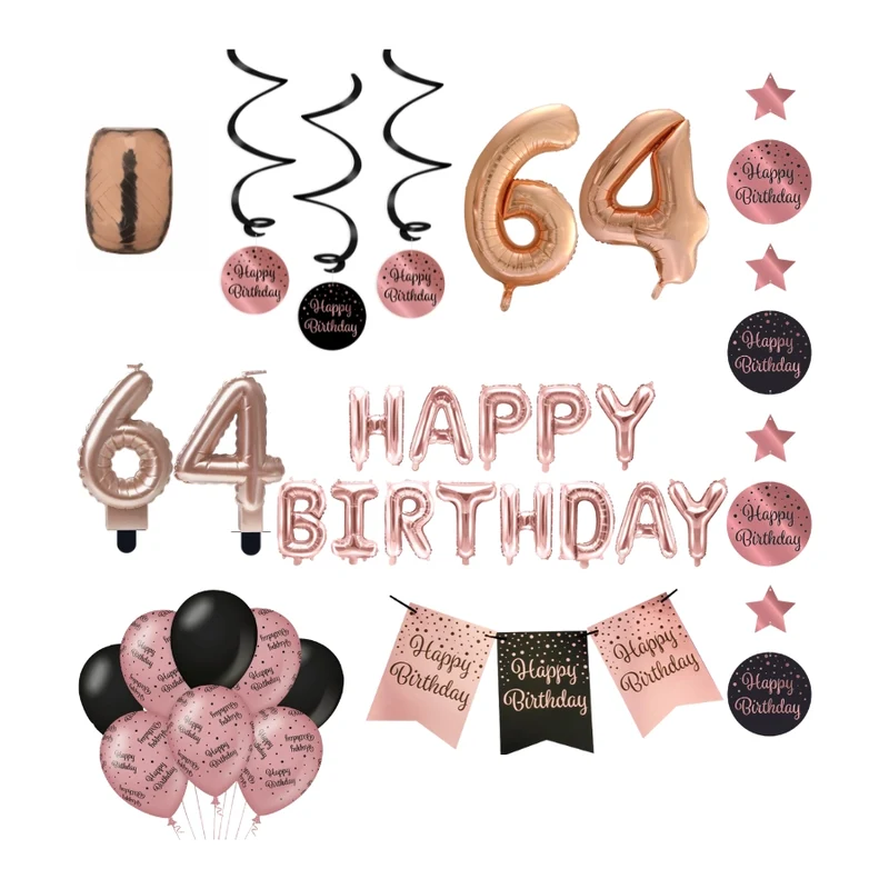 64 jaar Verjaardag Versiering Pakket Rose Gold