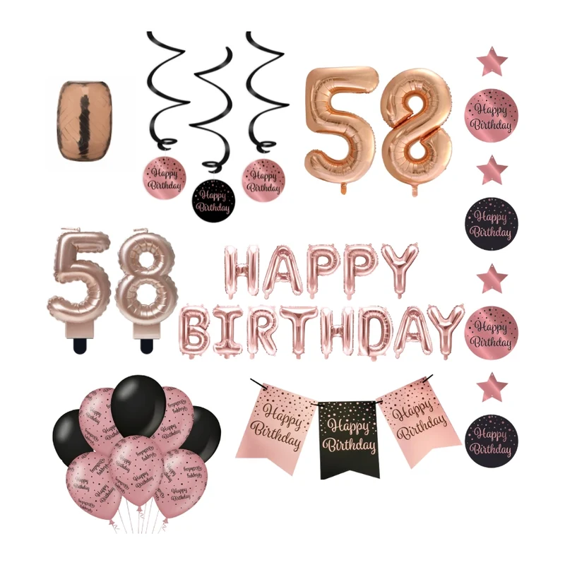 58 jaar Verjaardag Versiering Pakket Rose Gold