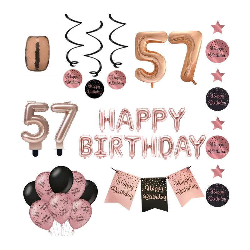 57 jaar Verjaardag Versiering Pakket Rose Gold