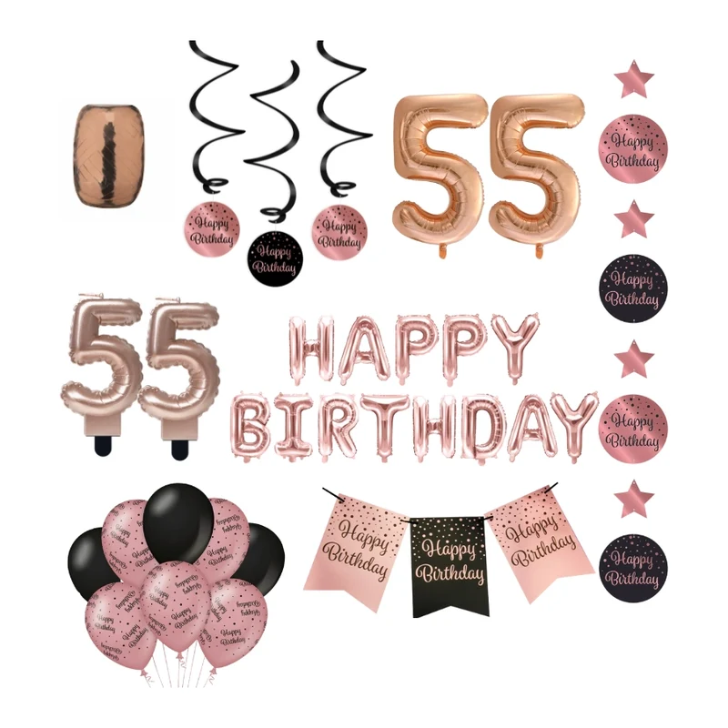 55 jaar Verjaardag Versiering Pakket Rose Gold