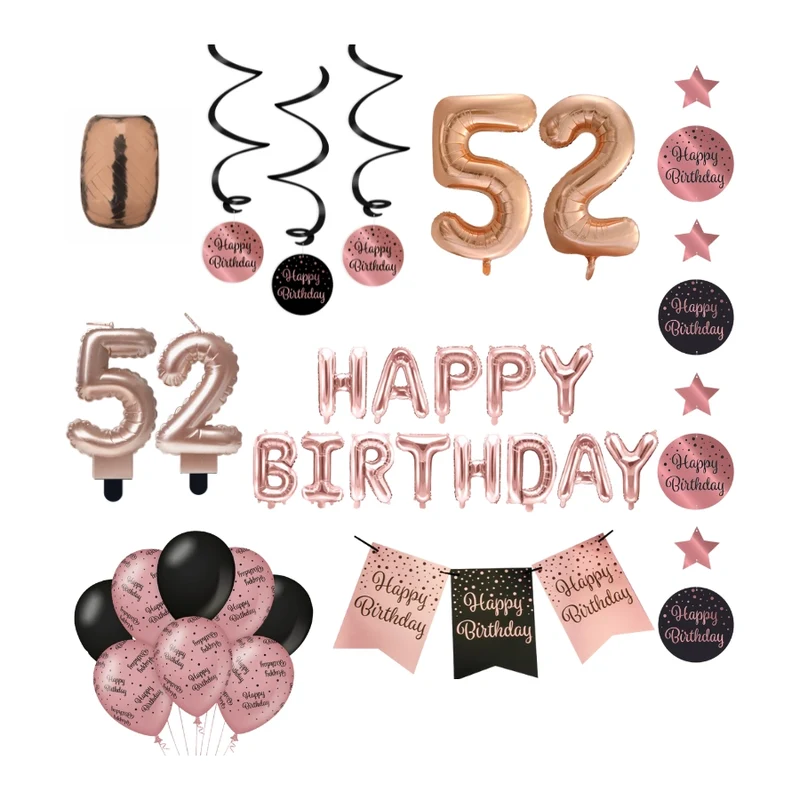 52 jaar Verjaardag Versiering Pakket Rose Gold