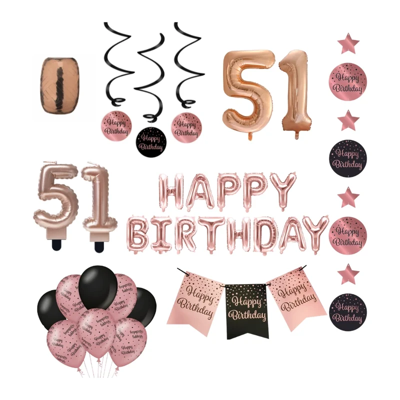 51 jaar Verjaardag Versiering Pakket Rose Gold