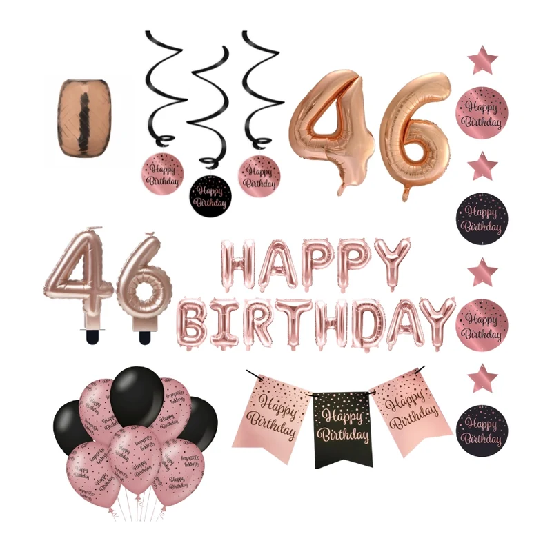 46 jaar Verjaardag Versiering Pakket Rose Gold