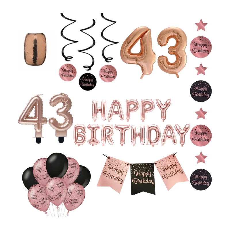 43 jaar Verjaardag Versiering Pakket Rose Gold