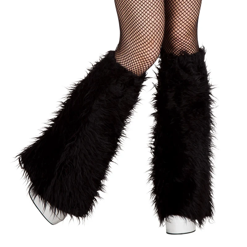 Beenwarmers zwart Pluche