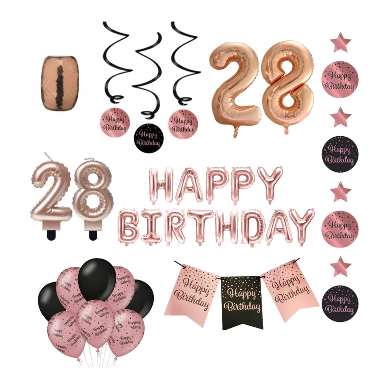 28 jaar Verjaardag Versiering Pakket Rose Gold