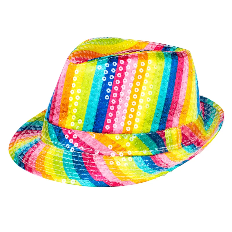 Hoed Popstar sequins rainbow