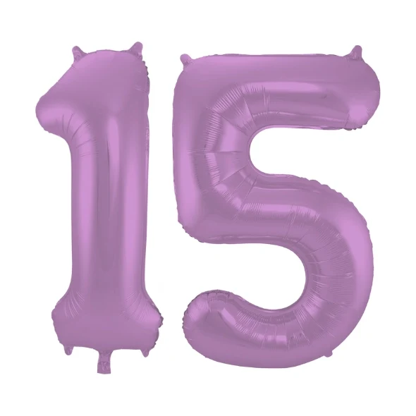 Folieballon 15 jaar metallic paars 86cm