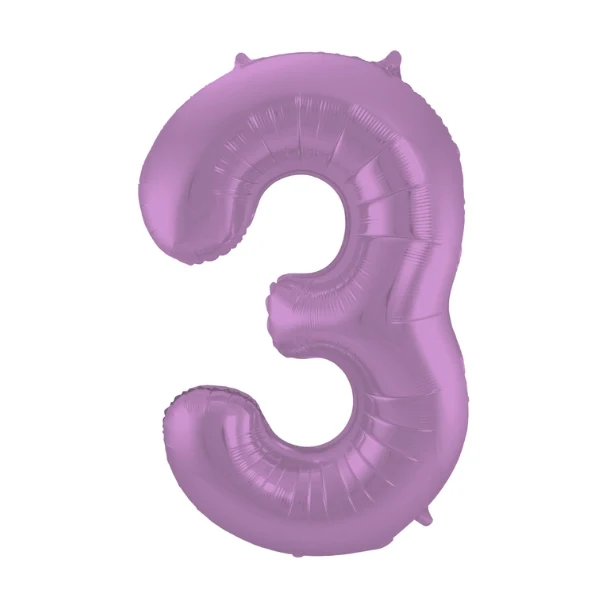 Folieballon 3 jaar metallic paars 86cm