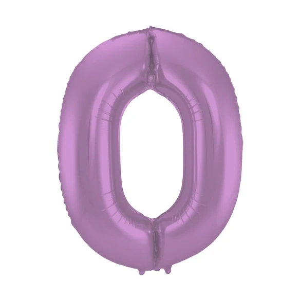 Folieballon cijfer 0 metallic paars 86cm