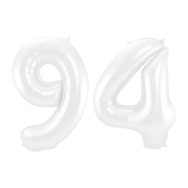 Folieballon 94 jaar metallic wit 86cm