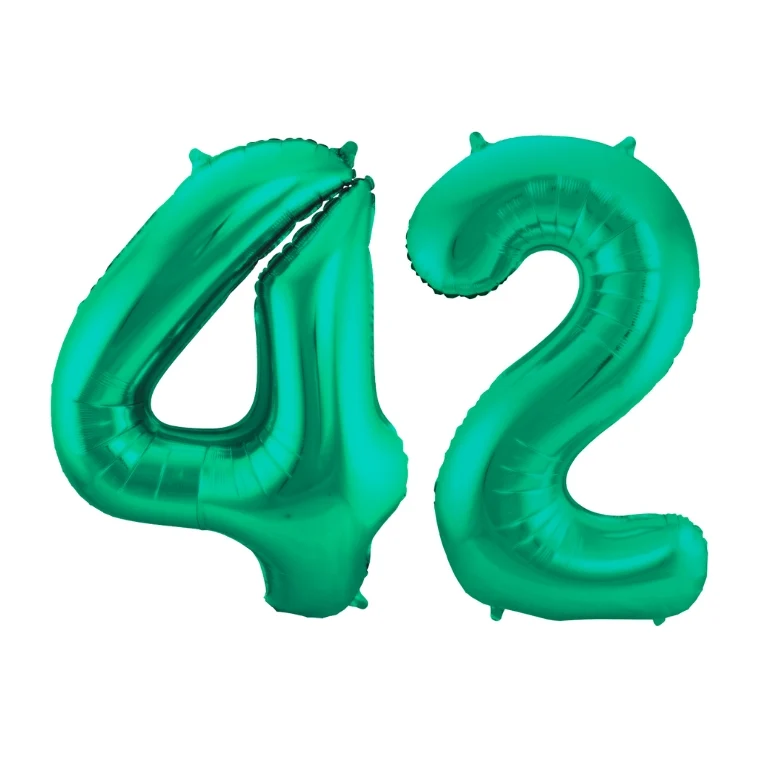 Folieballon 42 jaar metallic groen 86cm
