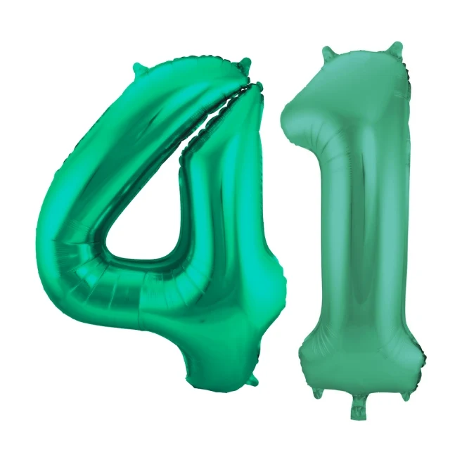 Folieballon 41 jaar metallic groen 86cm