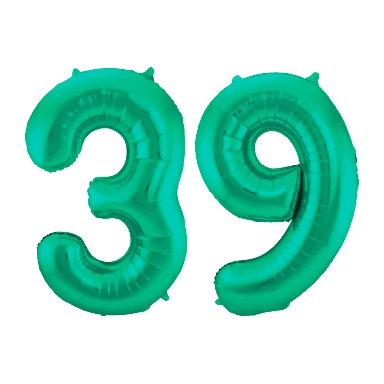 Folieballon 39 jaar metallic groen 86cm