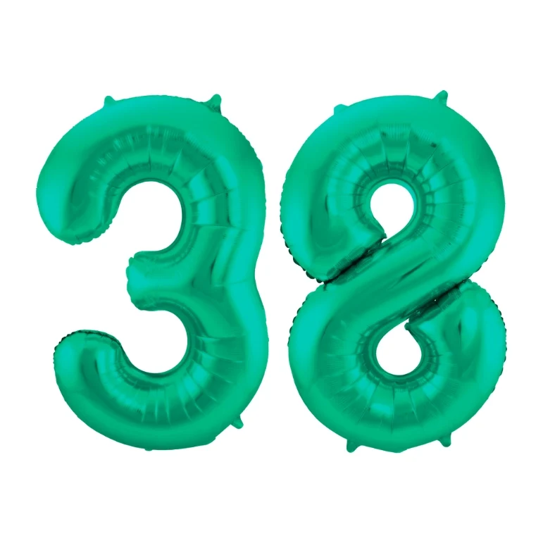 Folieballon 38 jaar metallic groen 86cm