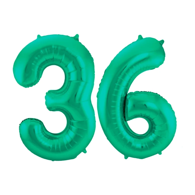 Folieballon 36 jaar metallic groen 86cm