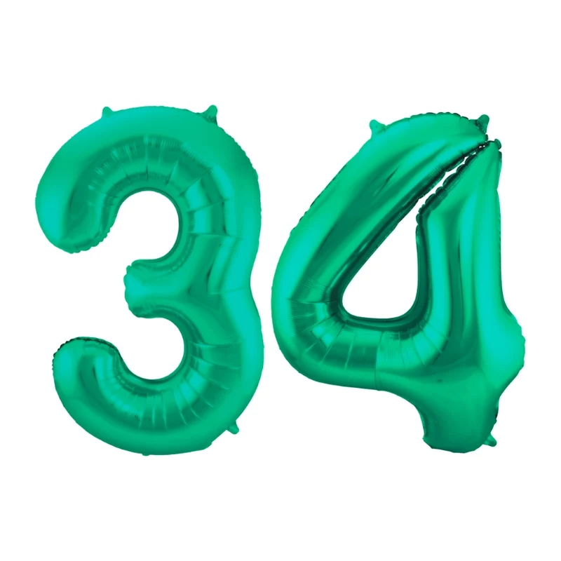 Folieballon 34 jaar metallic groen 86cm