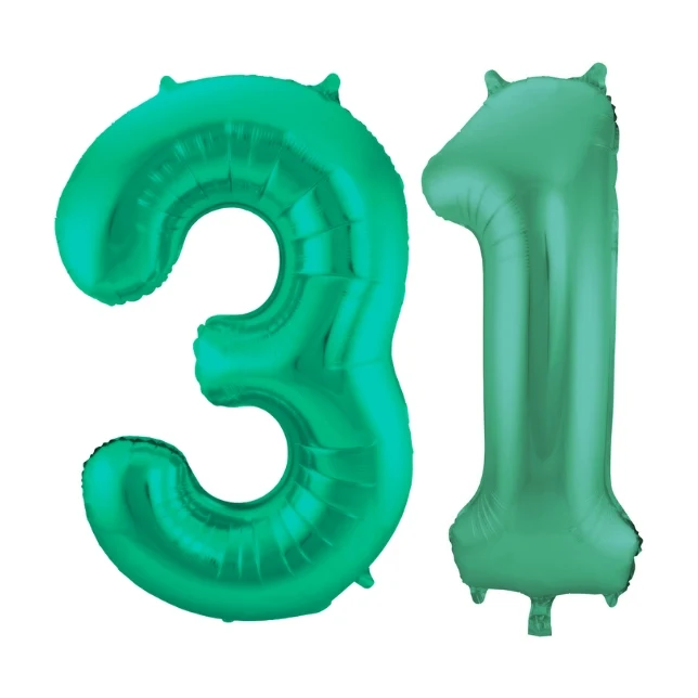 Folieballon 31 jaar metallic groen 86cm