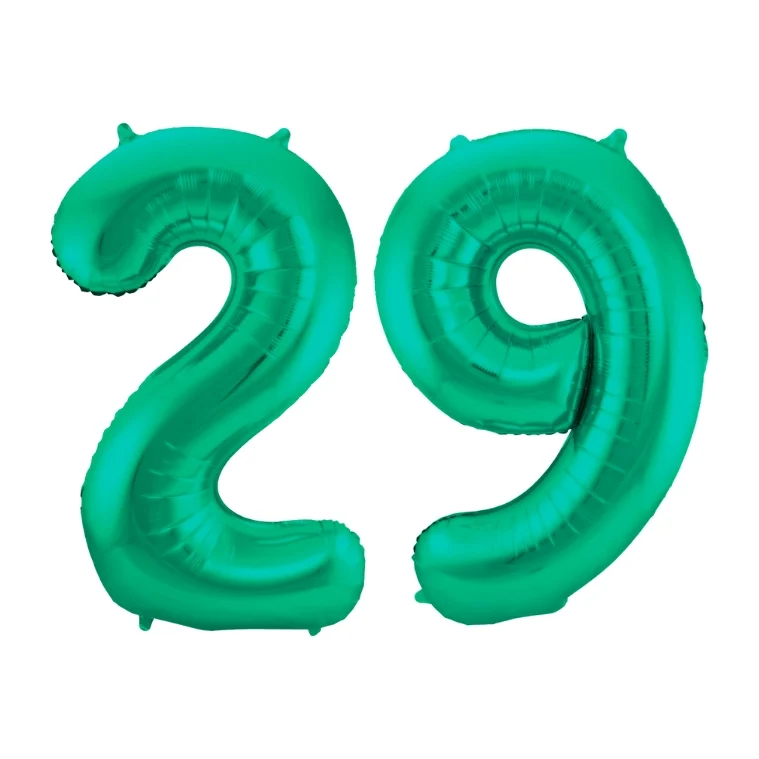 Folieballon 29 jaar metallic groen 86cm