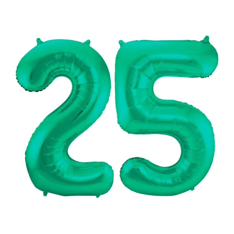 Folieballon 25 jaar metallic groen 86cm
