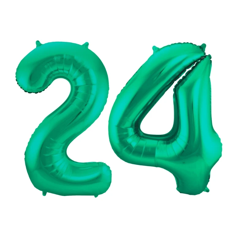 Folieballon 24 jaar metallic groen 86cm