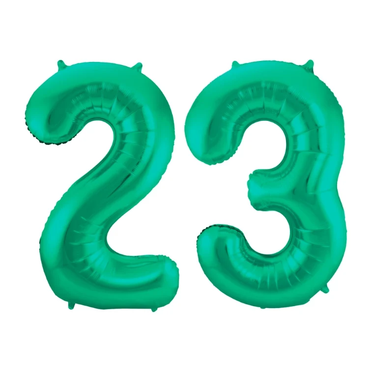 Folieballon 23 jaar metallic groen 86cm
