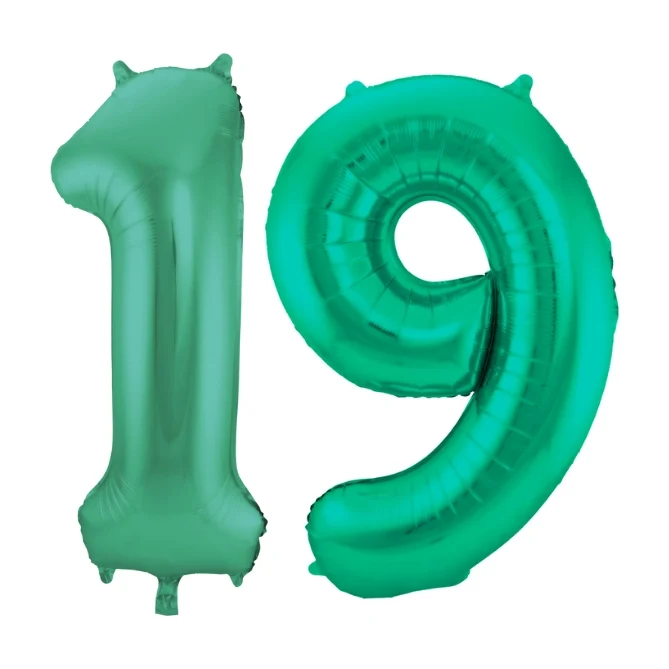 Folieballon 19 jaar metallic groen 86cm