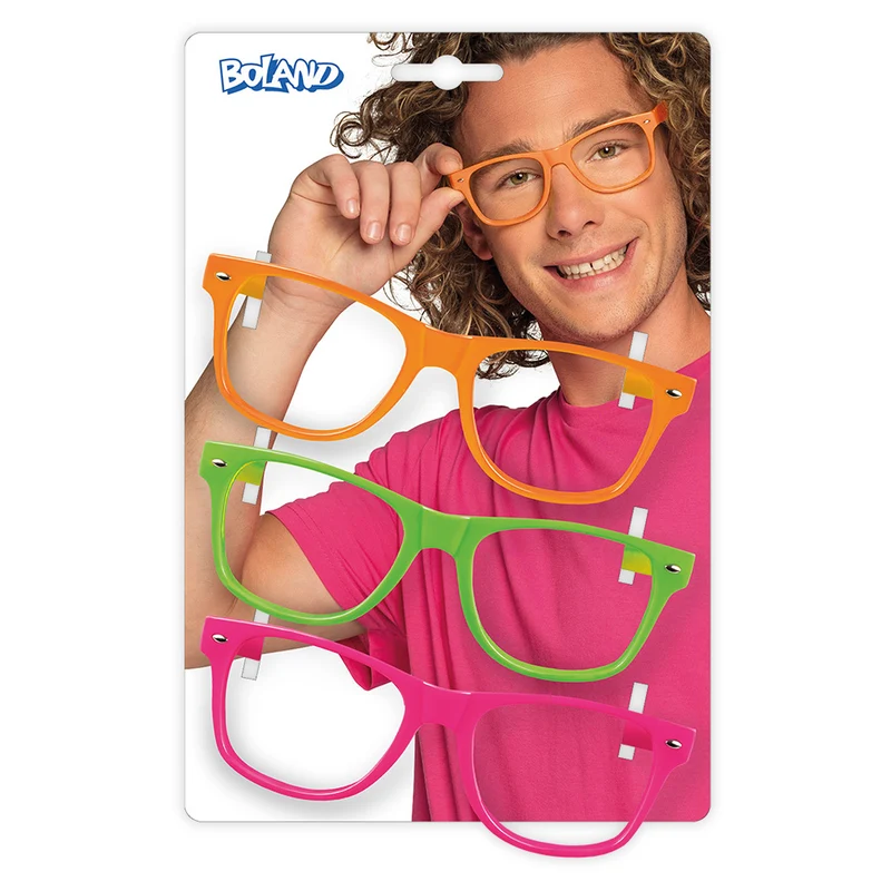 3 feestbrillen neon kleuren