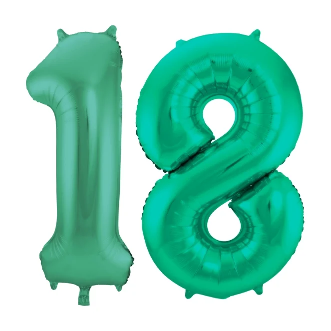 Folieballon 18 jaar metallic groen 86cm