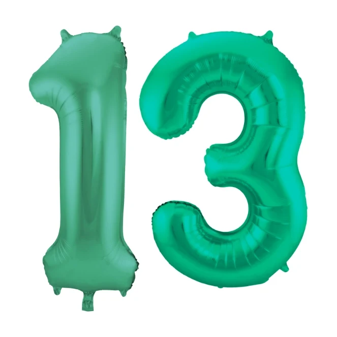 Folieballon 13 jaar metallic groen 86cm