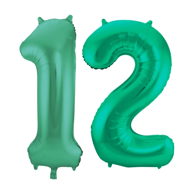 Folieballon 12 jaar metallic groen 86cm