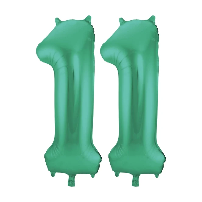 Folieballon 11 jaar metallic groen 86cm