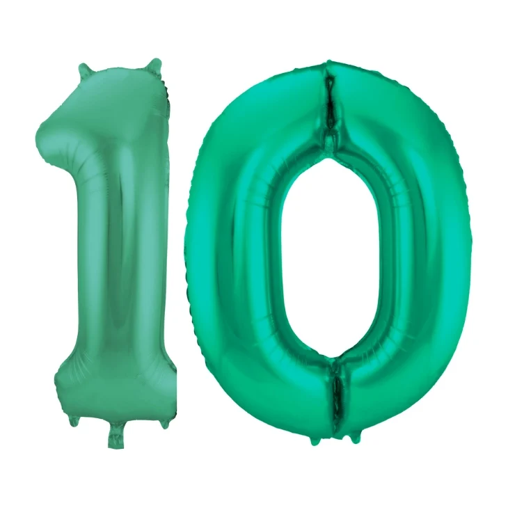 Folieballon 10 jaar metallic groen 86cm