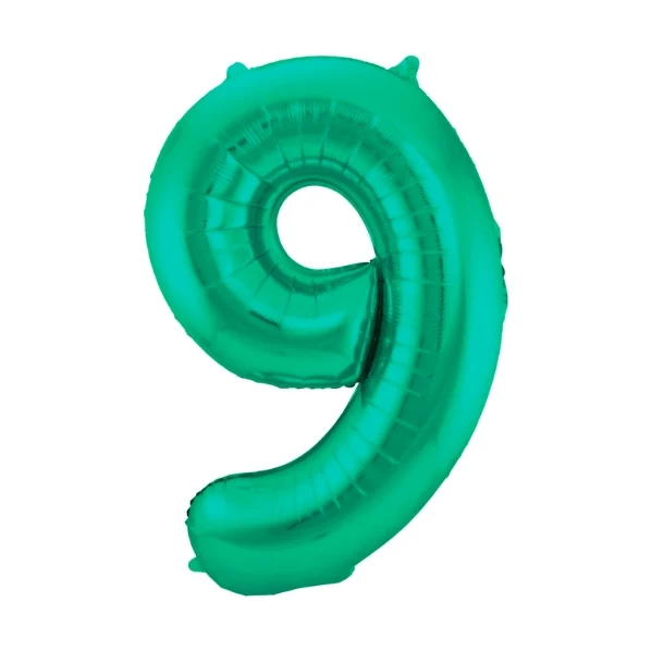 Folieballon 9 jaar metallic groen 86cm