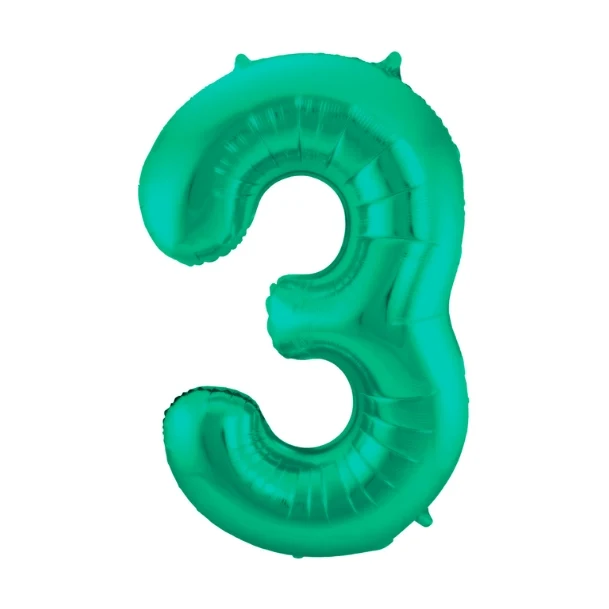 Folieballon 3 jaar metallic groen 86cm
