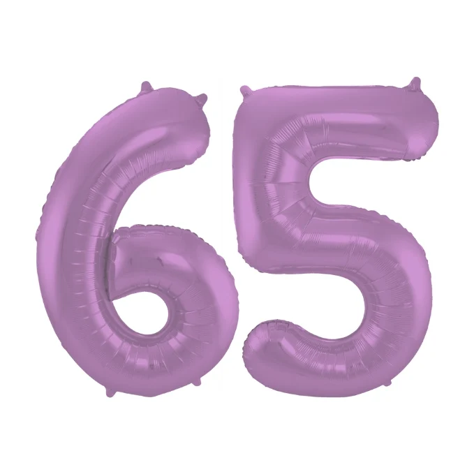 Folieballon 65 jaar metallic paars 86cm