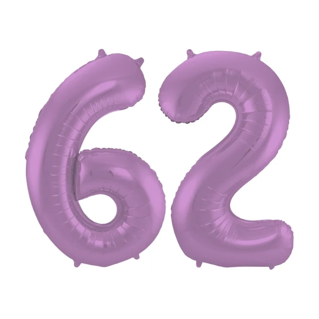 Folieballon 62 jaar metallic paars 86cm