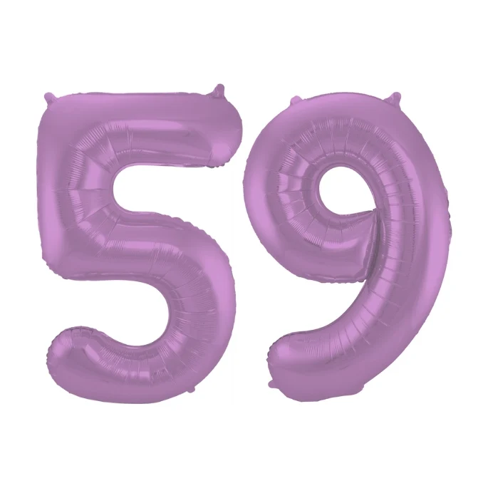 Folieballon 59 jaar metallic paars 86cm