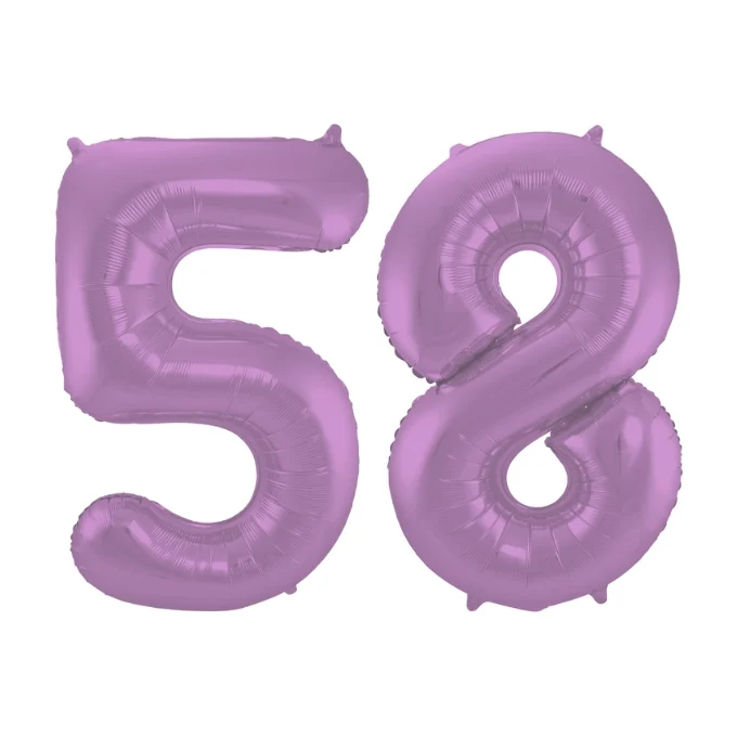 Folieballon 58 jaar metallic paars 86cm