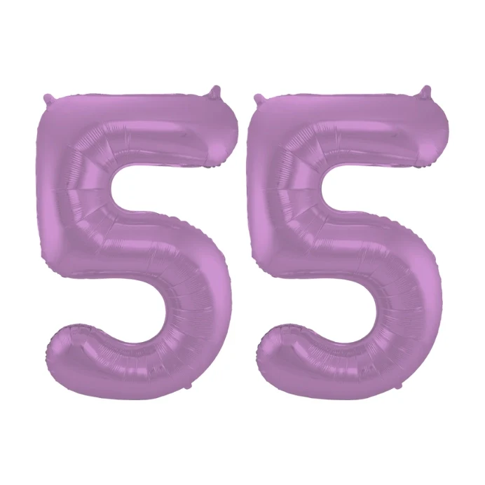 Folieballon 55 jaar metallic paars 86cm